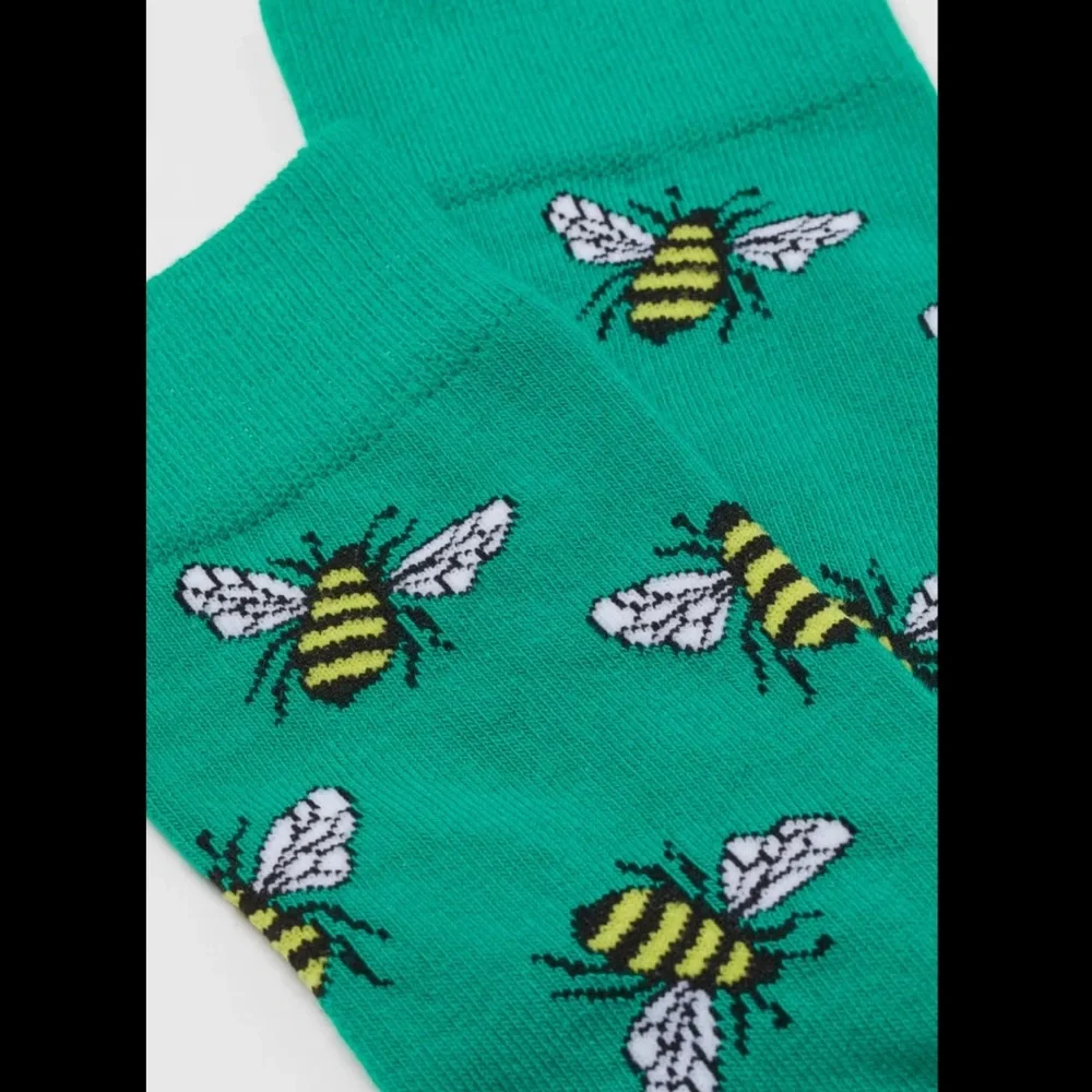 NWT H&M Patterned Socks Green/Bees Unisex US 10-11.5